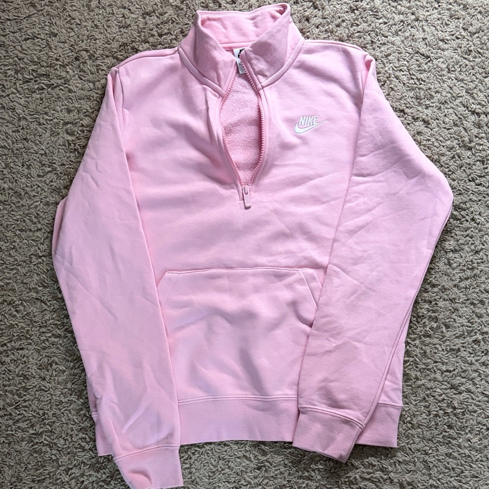 Nike Women's Soft Pink Half-Zip Sweatshirt
